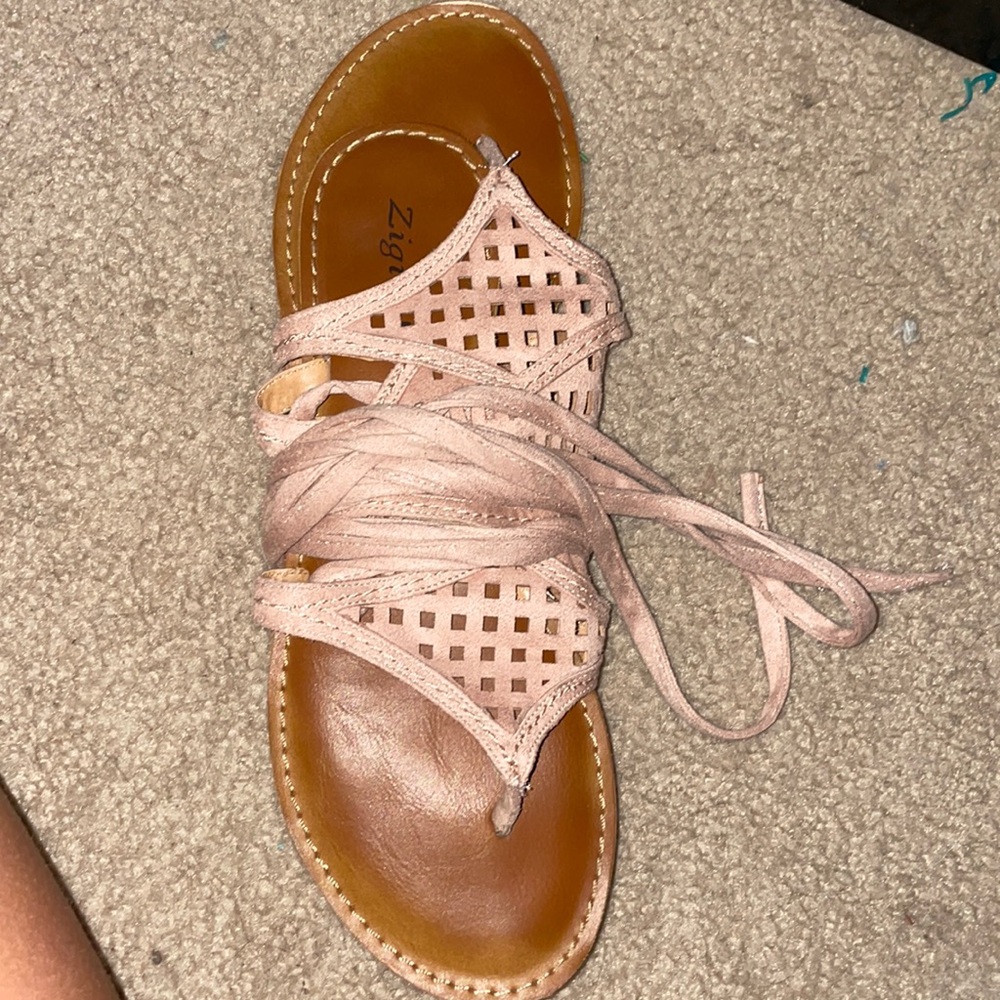 Pink wrap sandals